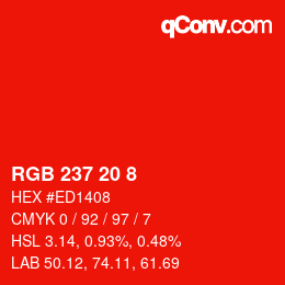 Color code: RGB 237 20 8 | qconv.com