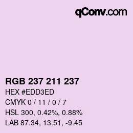 Color code: RGB 237 211 237 | qconv.com
