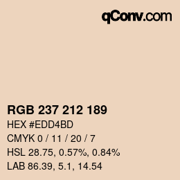 Código de color: RGB 237 212 189 | qconv.com