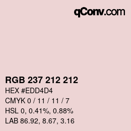 颜色代码: RGB 237 212 212 | qconv.com