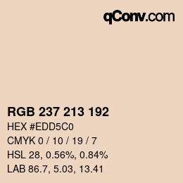 Color code: RGB 237 213 192 | qconv.com