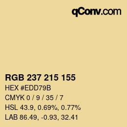 Color code: RGB 237 215 155 | qconv.com