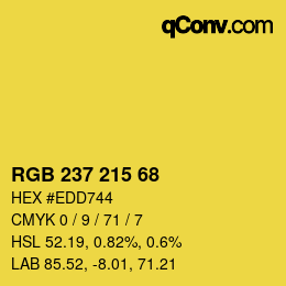 Color code: RGB 237 215 68 | qconv.com