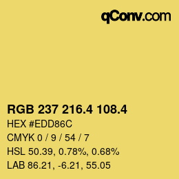 カラーコード: RGB 237 216.4 108.4 | qconv.com