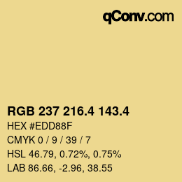 カラーコード: RGB 237 216.4 143.4 | qconv.com