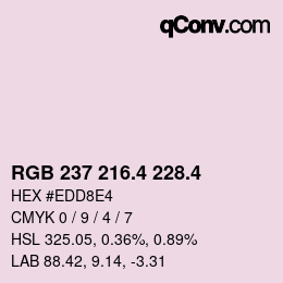 カラーコード: RGB 237 216.4 228.4 | qconv.com