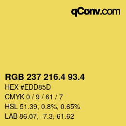 カラーコード: RGB 237 216.4 93.4 | qconv.com