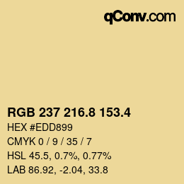 カラーコード: RGB 237 216.8 153.4 | qconv.com