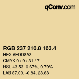 カラーコード: RGB 237 216.8 163.4 | qconv.com