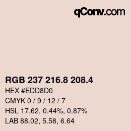 カラーコード: RGB 237 216.8 208.4 | qconv.com