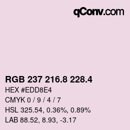 カラーコード: RGB 237 216.8 228.4 | qconv.com