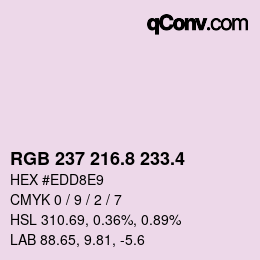 カラーコード: RGB 237 216.8 233.4 | qconv.com