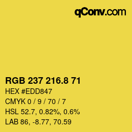 カラーコード: RGB 237 216.8 71 | qconv.com