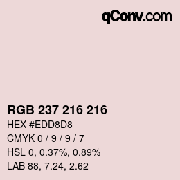 カラーコード: RGB 237 216 216 | qconv.com