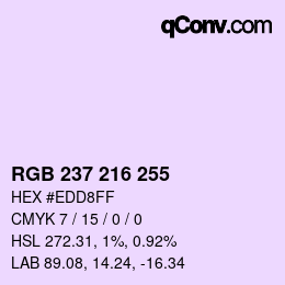 カラーコード: RGB 237 216 255 | qconv.com