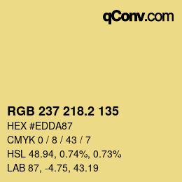 カラーコード: RGB 237 218.2 135 | qconv.com