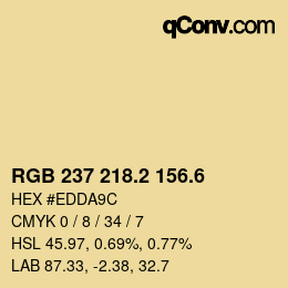 カラーコード: RGB 237 218.2 156.6 | qconv.com