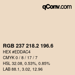 カラーコード: RGB 237 218.2 196.6 | qconv.com