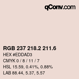 カラーコード: RGB 237 218.2 211.6 | qconv.com