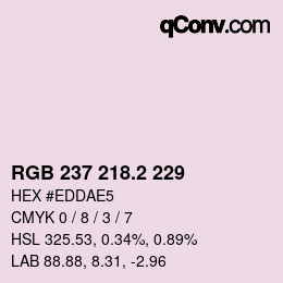 カラーコード: RGB 237 218.2 229 | qconv.com