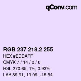 カラーコード: RGB 237 218.2 255 | qconv.com