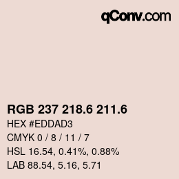 カラーコード: RGB 237 218.6 211.6 | qconv.com