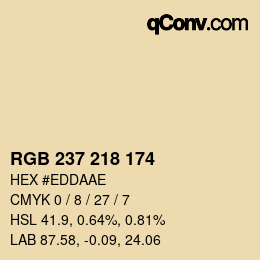 カラーコード: RGB 237 218 174 | qconv.com