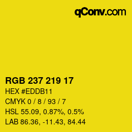 Color code: RGB 237 219 17 | qconv.com