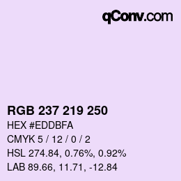 Color code: RGB 237 219 250 | qconv.com