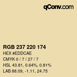 Color code: RGB 237 220 174 | qconv.com