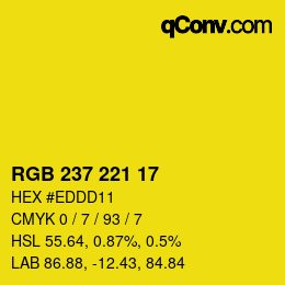 Color code: RGB 237 221 17 | qconv.com