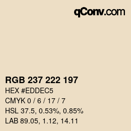 Color code: RGB 237 222 197 | qconv.com