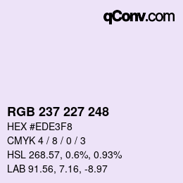 Color code: RGB 237 227 248 | qconv.com