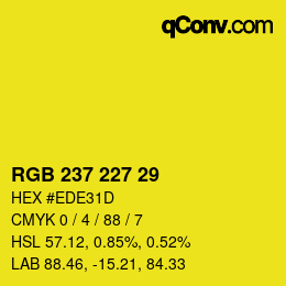 Código de color: RGB 237 227 29 | qconv.com