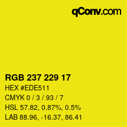 Color code: RGB 237 229 17 | qconv.com