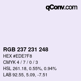 Color code: RGB 237 231 248 | qconv.com