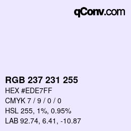 カラーコード: RGB 237 231 255 | qconv.com
