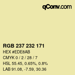 カラーコード: RGB 237 232 171 | qconv.com