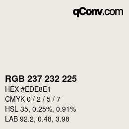 Código de color: RGB 237 232 225 | qconv.com