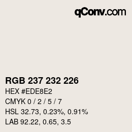 カラーコード: RGB 237 232 226 | qconv.com