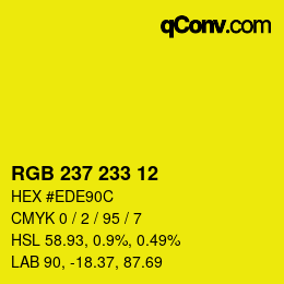 Color code: RGB 237 233 12 | qconv.com