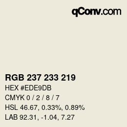 Code couleur: RGB 237 233 219 | qconv.com