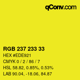 Color code: RGB 237 233 33 | qconv.com