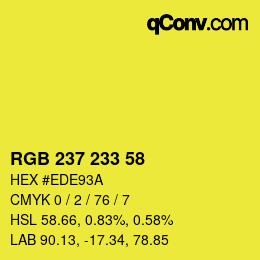 Color code: RGB 237 233 58 | qconv.com
