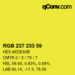 颜色代码: RGB 237 233 59 | qconv.com