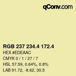 カラーコード: RGB 237 234.4 172.4 | qconv.com