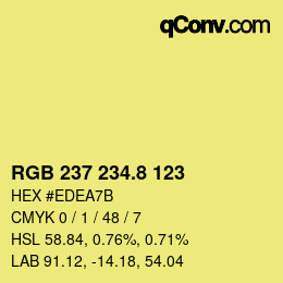 カラーコード: RGB 237 234.8 123 | qconv.com