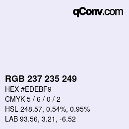 Color code: RGB 237 235 249 | qconv.com