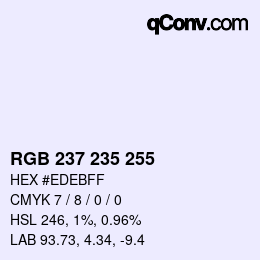 Color code: RGB 237 235 255 | qconv.com