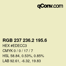 カラーコード: RGB 237 236.2 195.6 | qconv.com